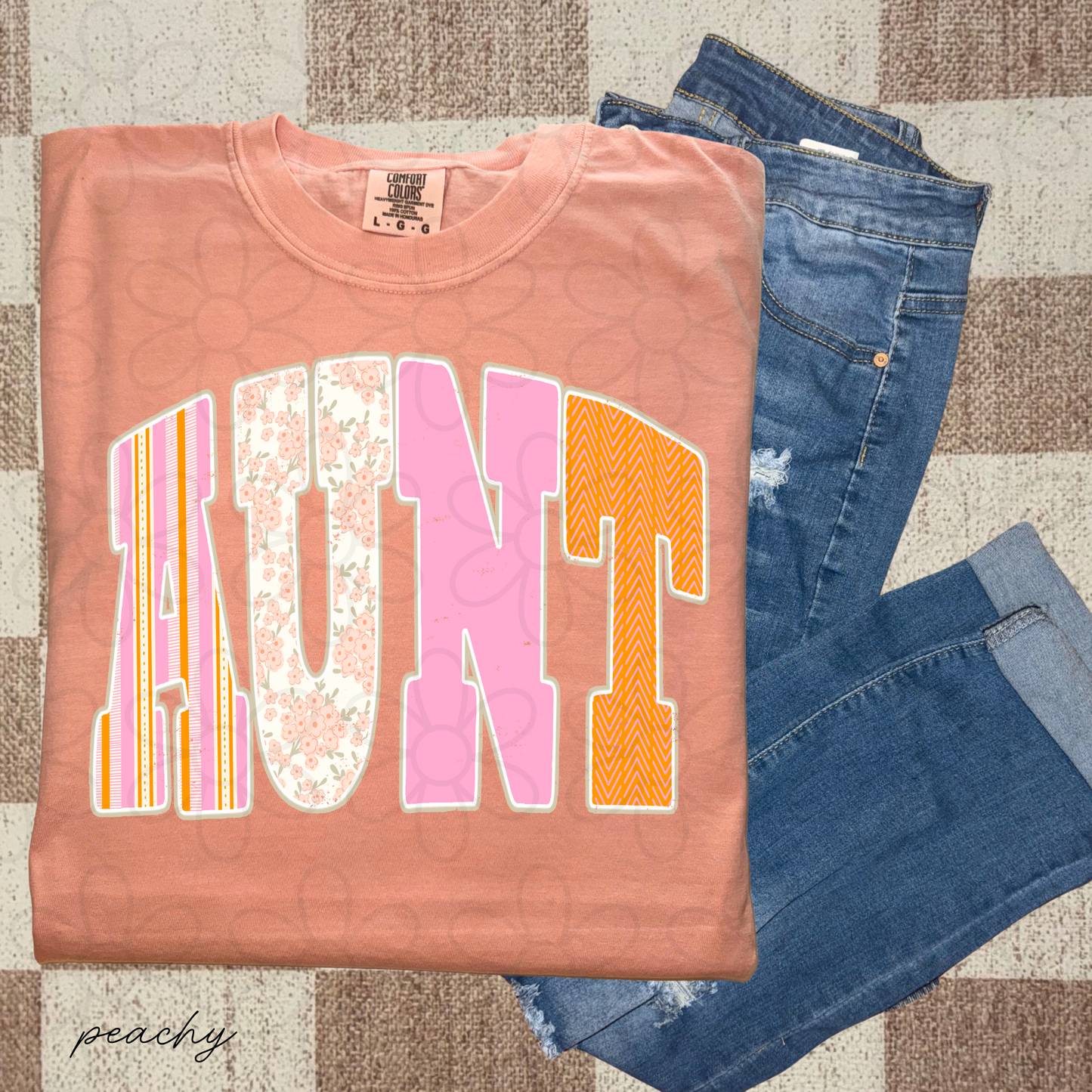 Pink & Orange Aunt DTF Transfer