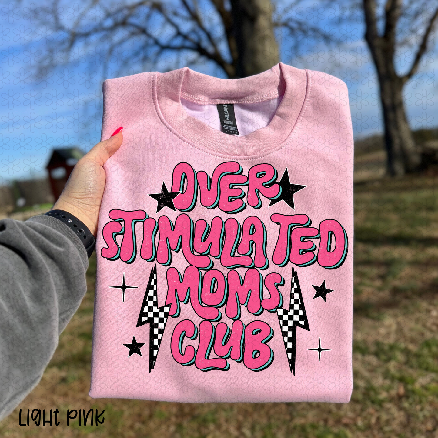 Pink Over Stimulated Moms Club DTF Transfer