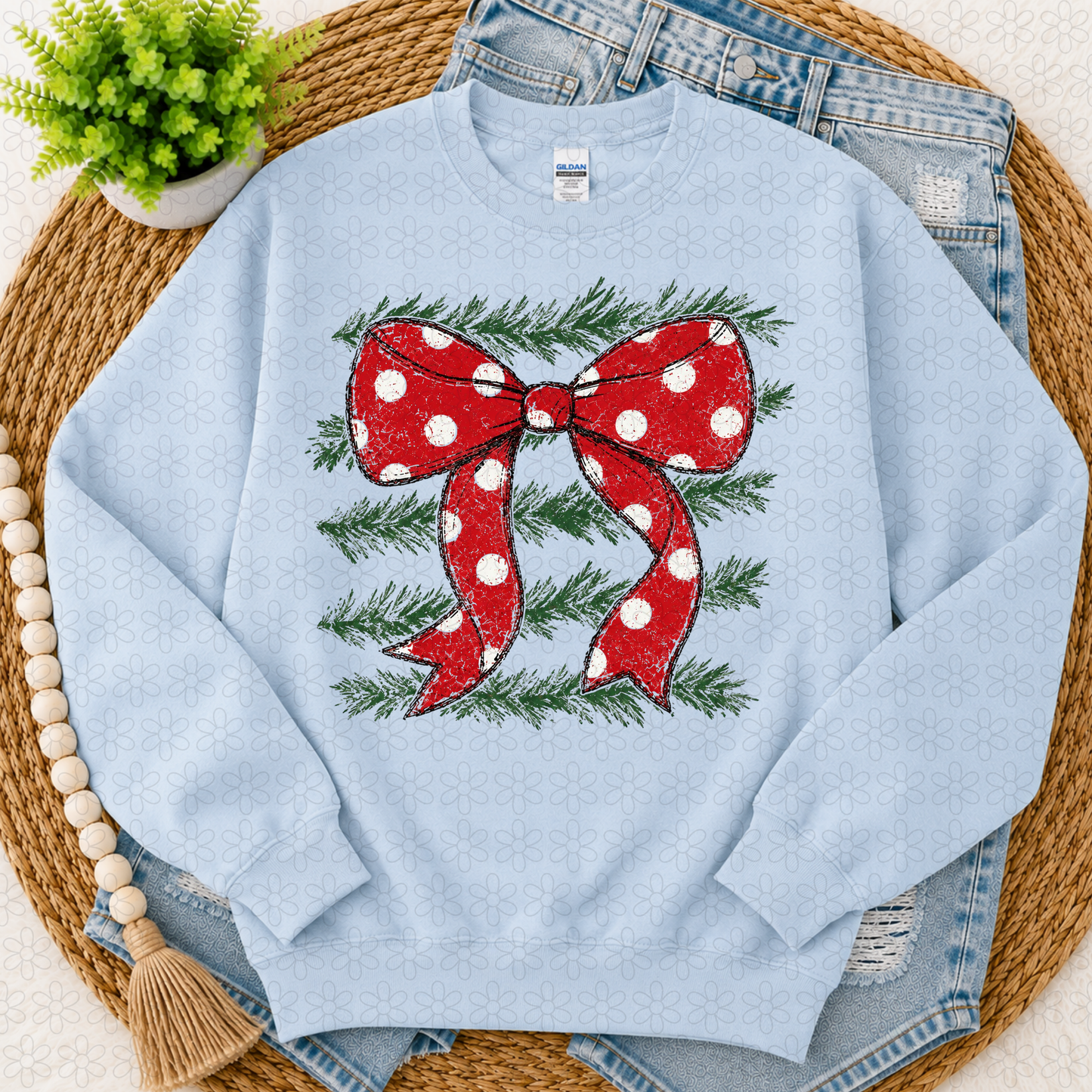 Polka Dot Coquette Christmas Bow DTF Transfer