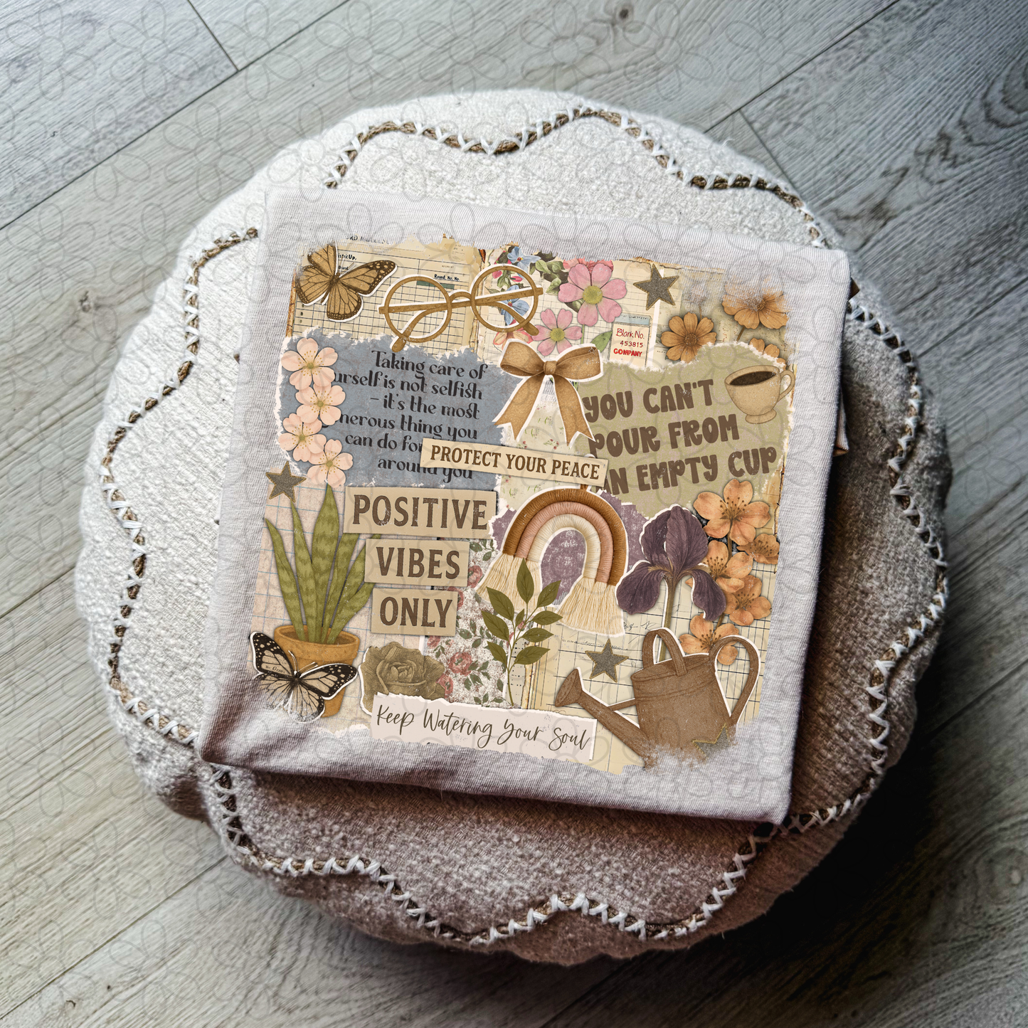 Positive Vibes Only Plant collage DTF Transfer