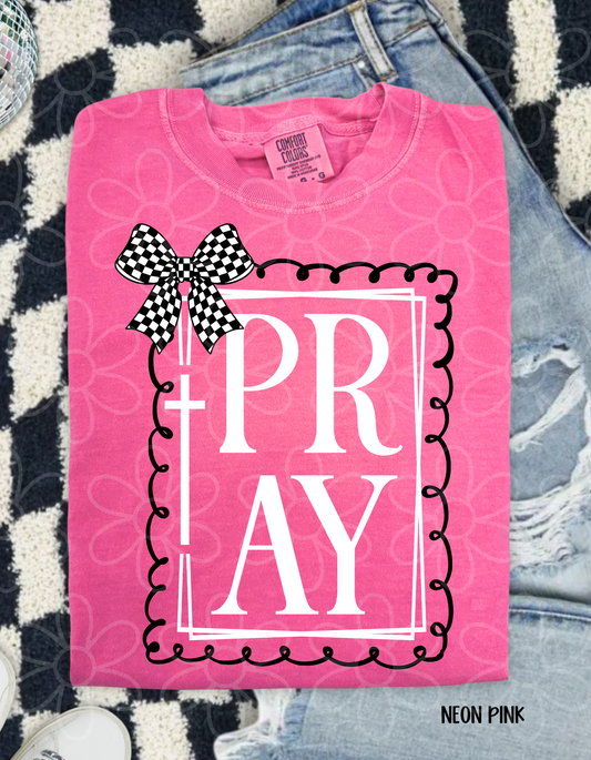Pray Checkered Bow Kids Completed Tee