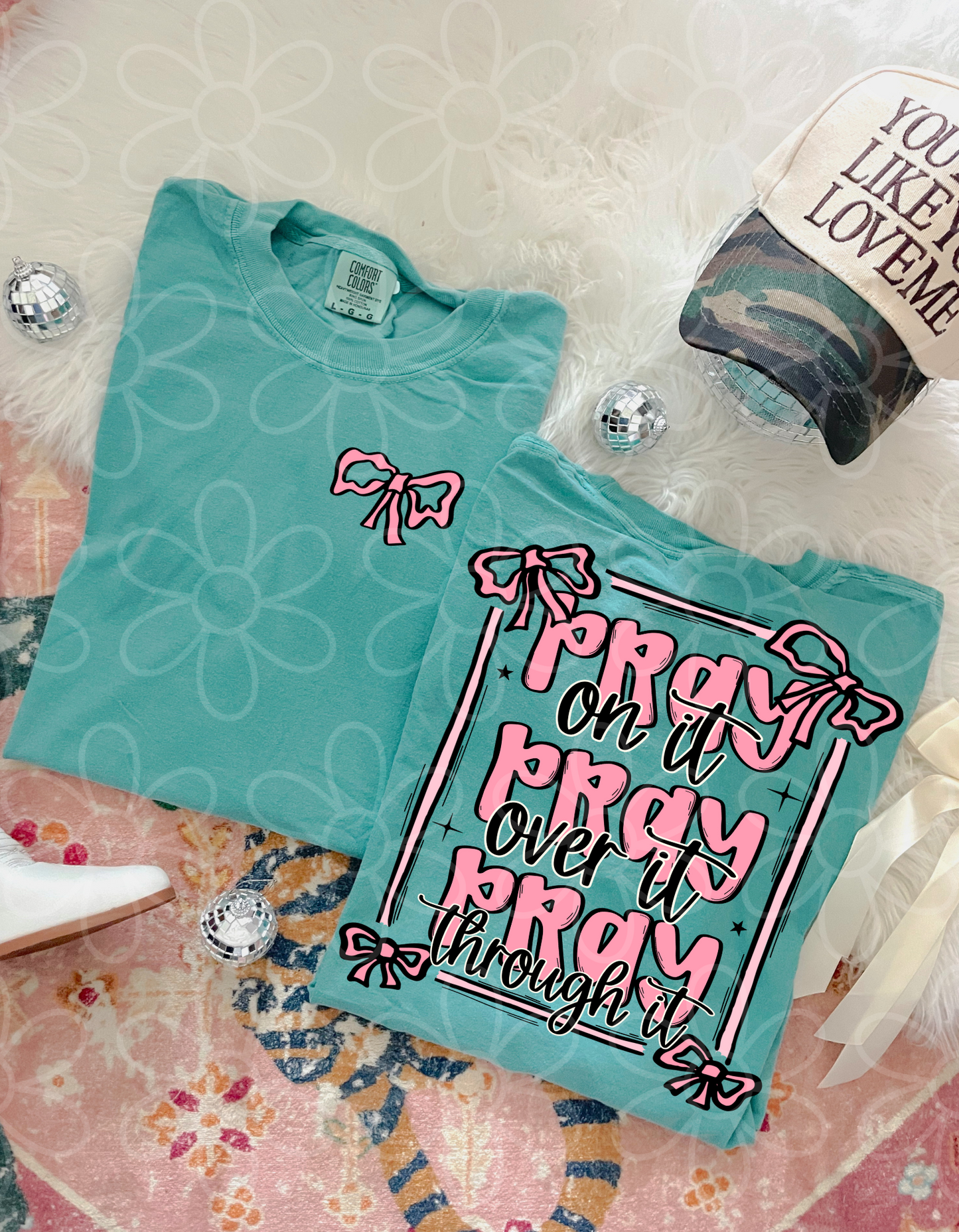 Pray On It Pray Over It Pray Through It Bows Kids Completed Tee