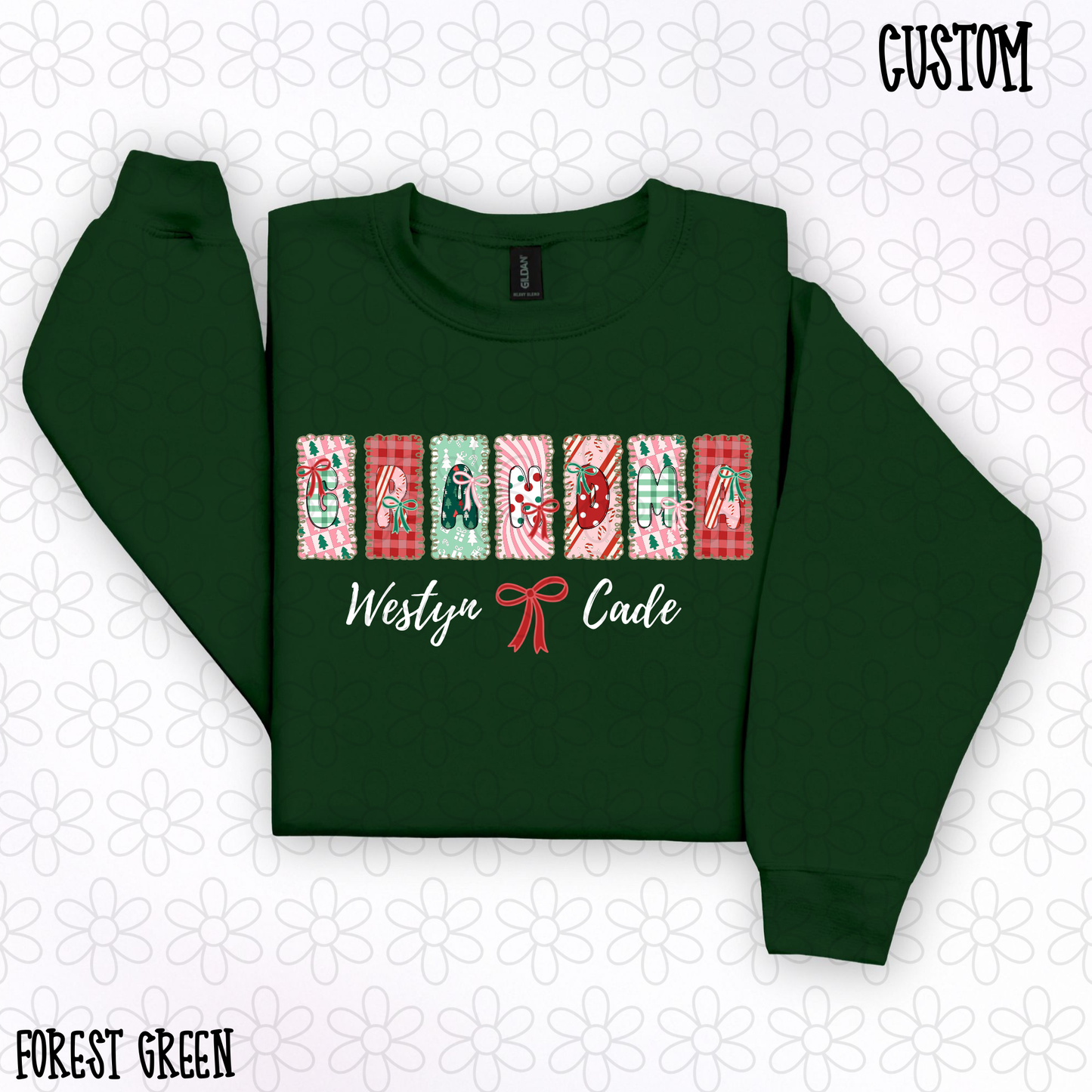 Preppy Christmas Custom Names DTF Transfer