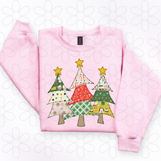 Preppy Pattern Christmas Trees Kids Completed Tee
