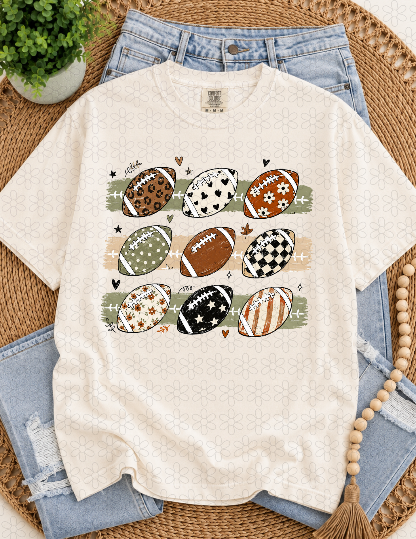Preppy Footballs DTF Transfer