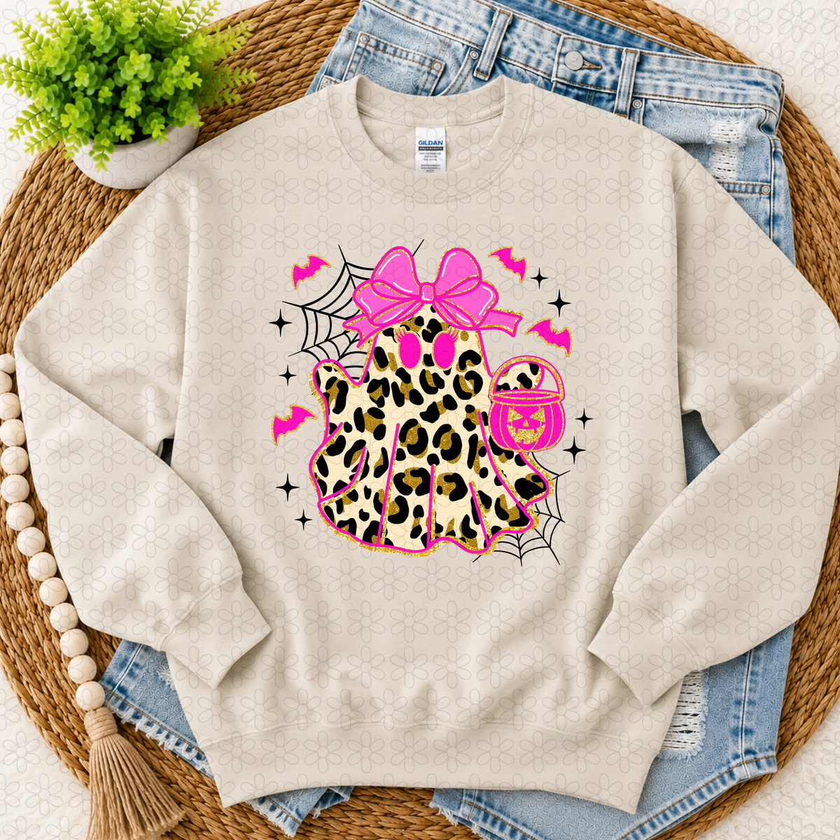 Preppy Halloween Ghost Cheeta DTF Transfer