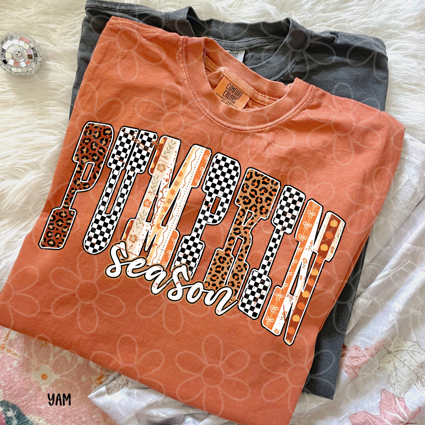 Pumpkin Season Leopard Checkered DTF Transfer