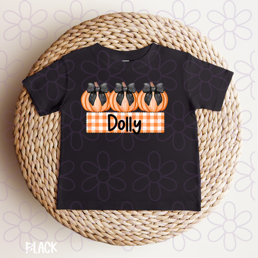 Pumpkins Black Bows Custom Name DTF Transfer