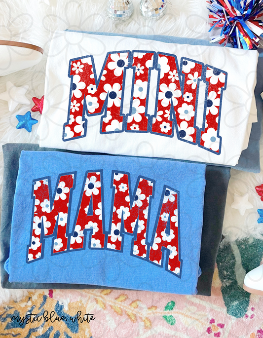 RWB Flowers Mini DTF Transfer