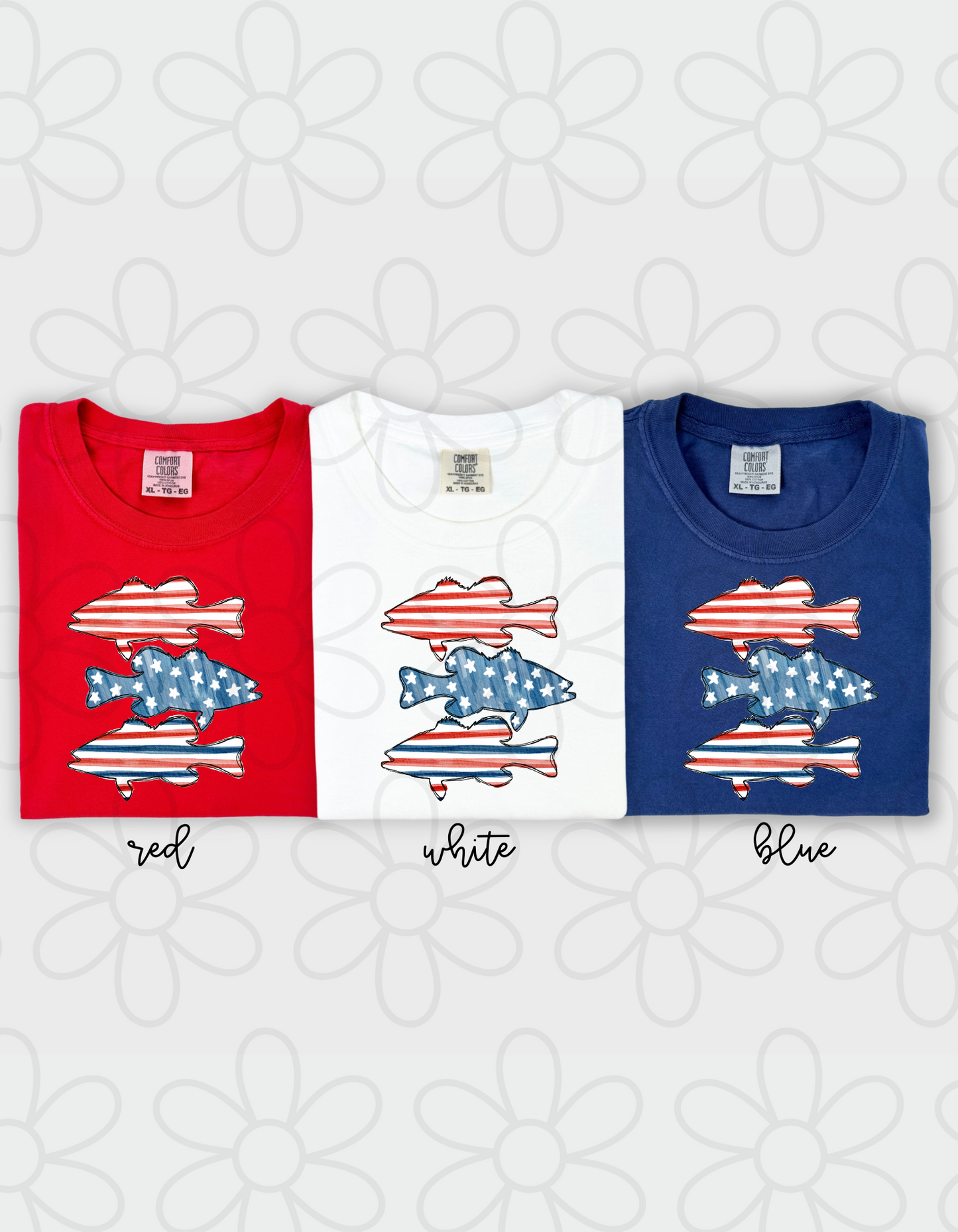 RWB Stars and Stripes Fish DTF Transfer