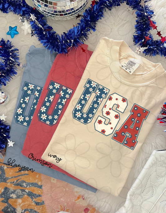 RWB USA Flowers DTF Transfer