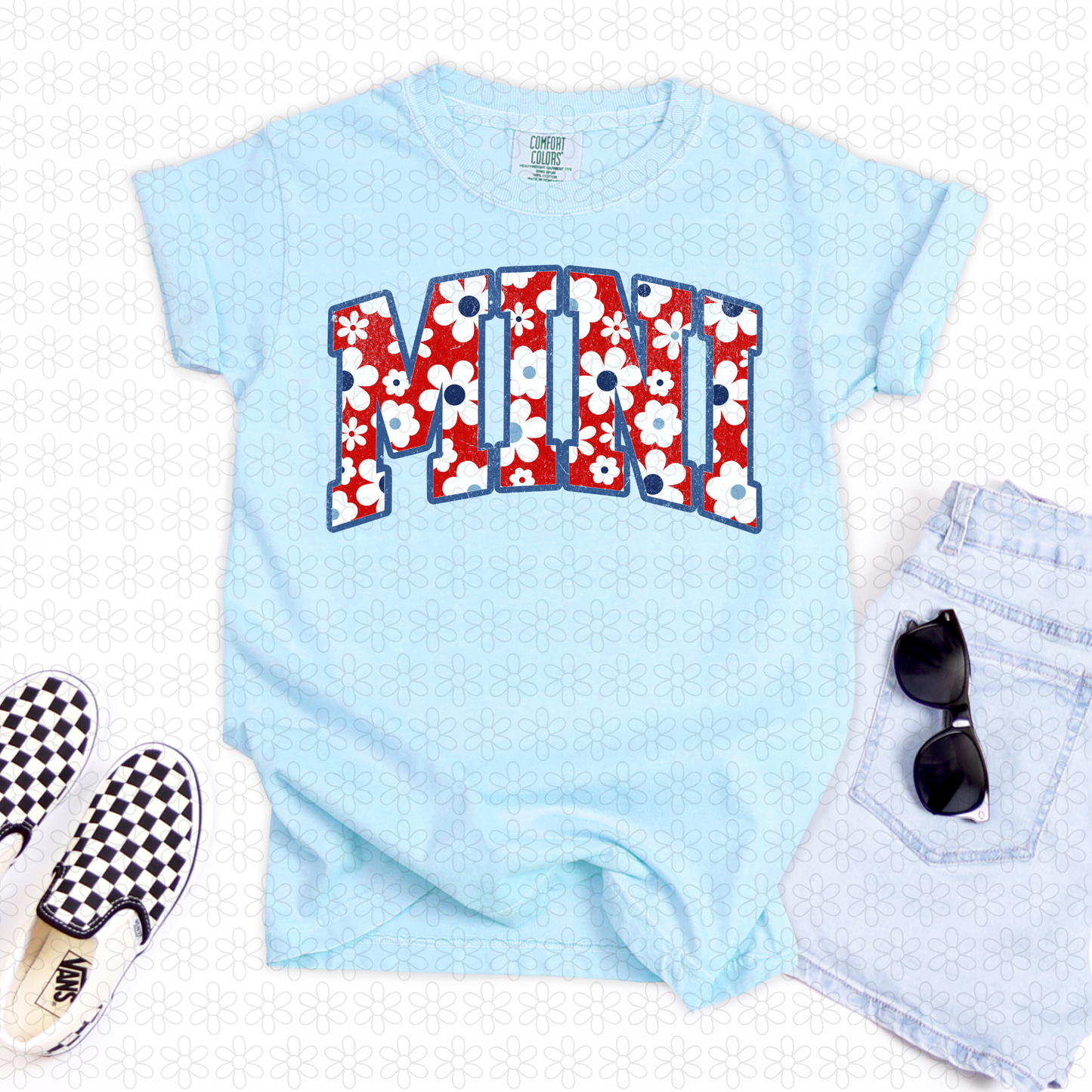 RWB Floral Mini DTF Transfer