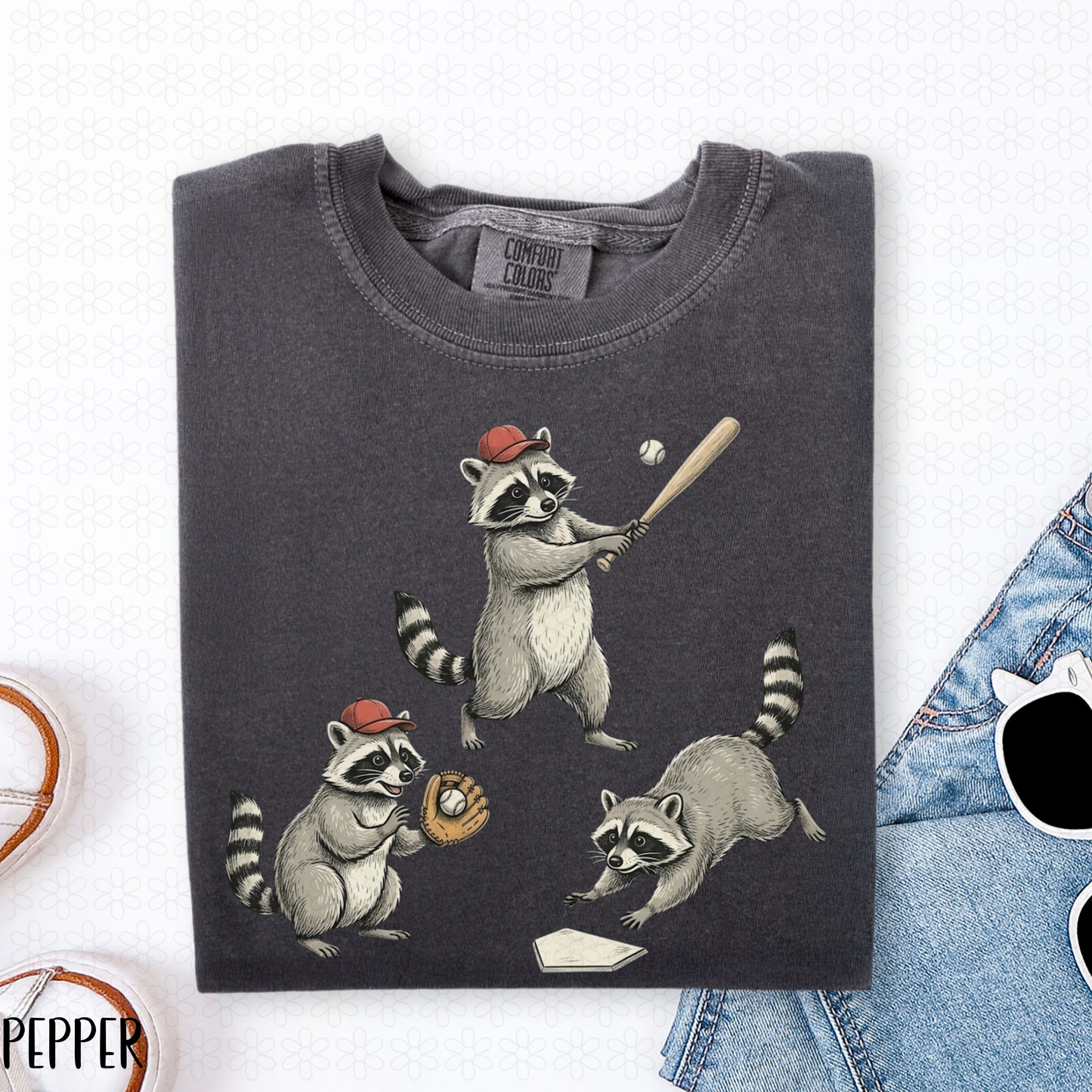 Racoon Baseball DTF Transfer