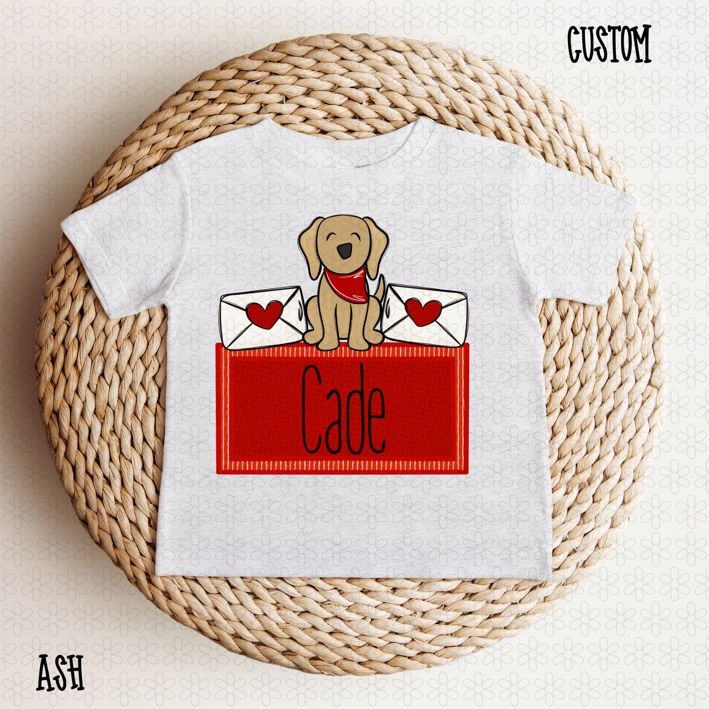 Red Valentines Dog Custom Name DTF Transfer