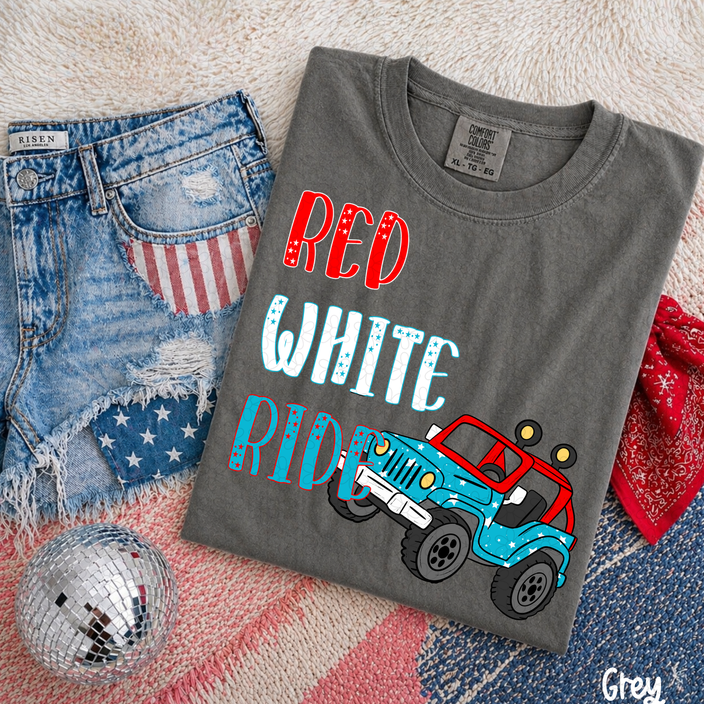 Red White Ride DTF Transfer
