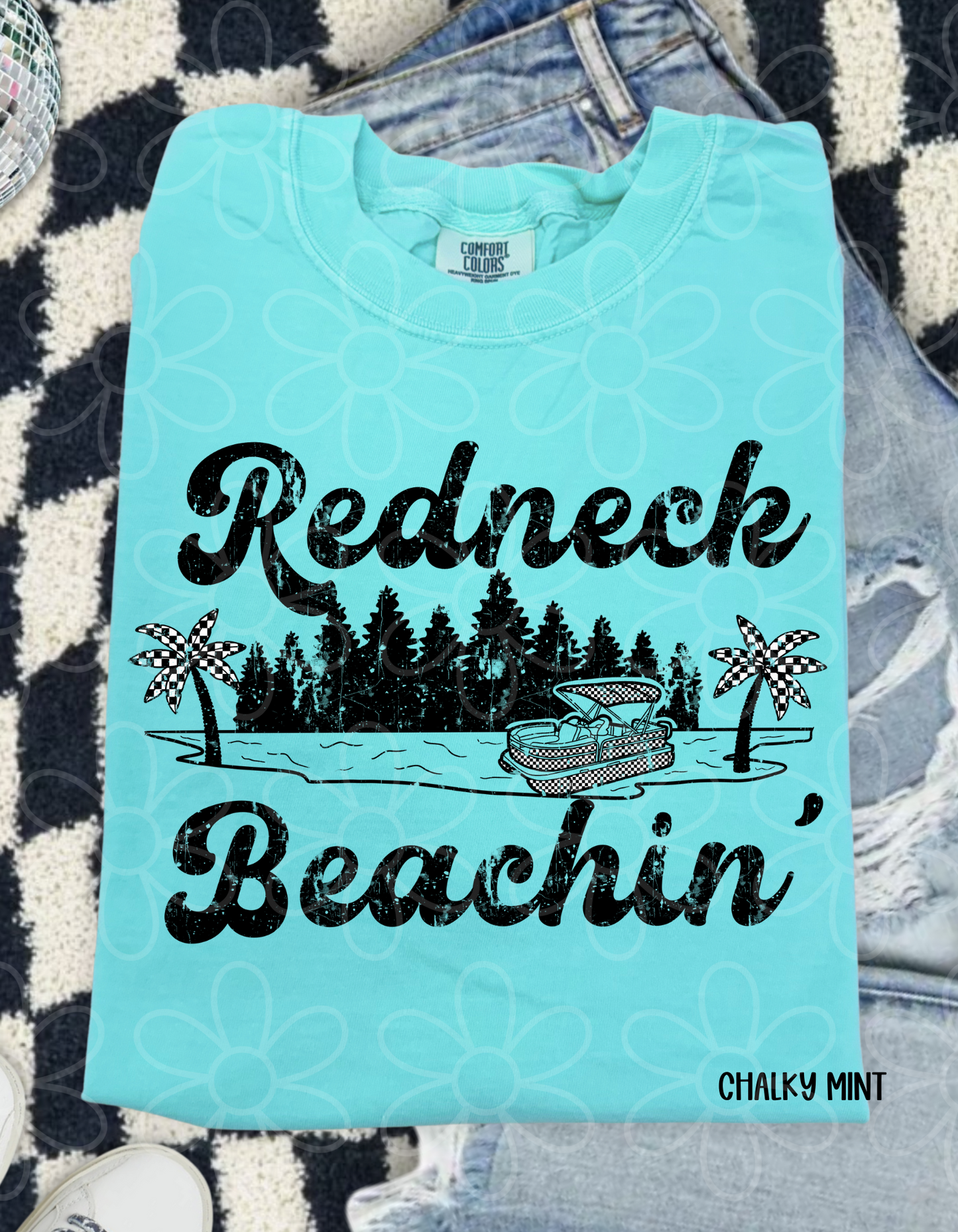 Redneck Beachin Checkered Completed Tee