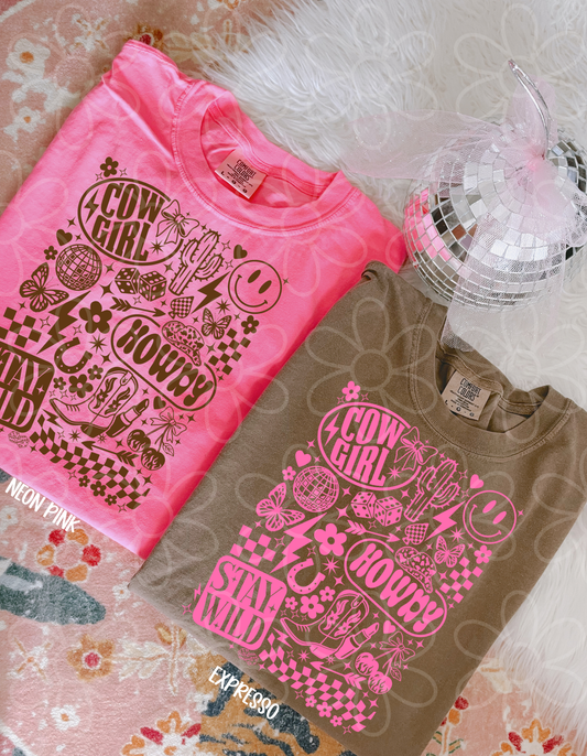 Retro Cowgirl Collage Kids Completed Tee