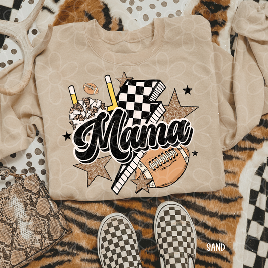 Retro Mama Football Checkered Completed Tee