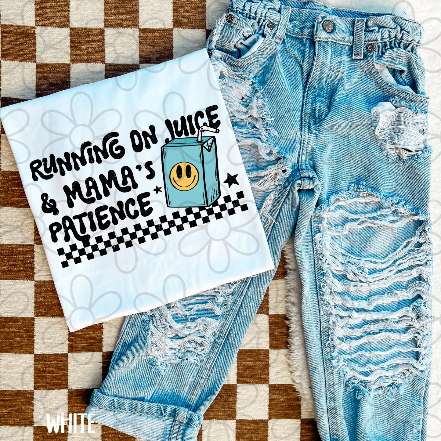 Running On Juice & Mama's Patience Blue DTF Transfer