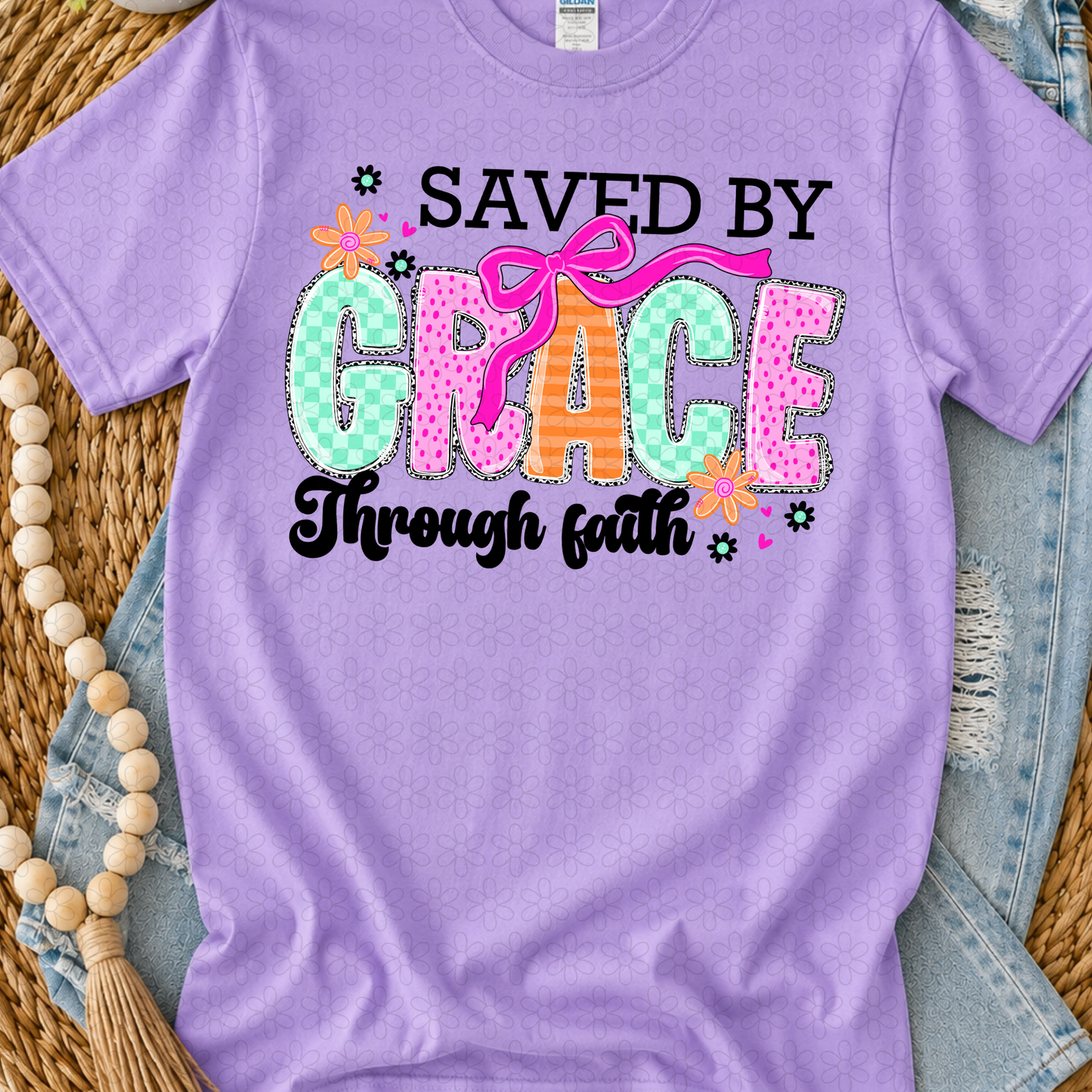 SAVED BY GRACE through faith DTF Transfer