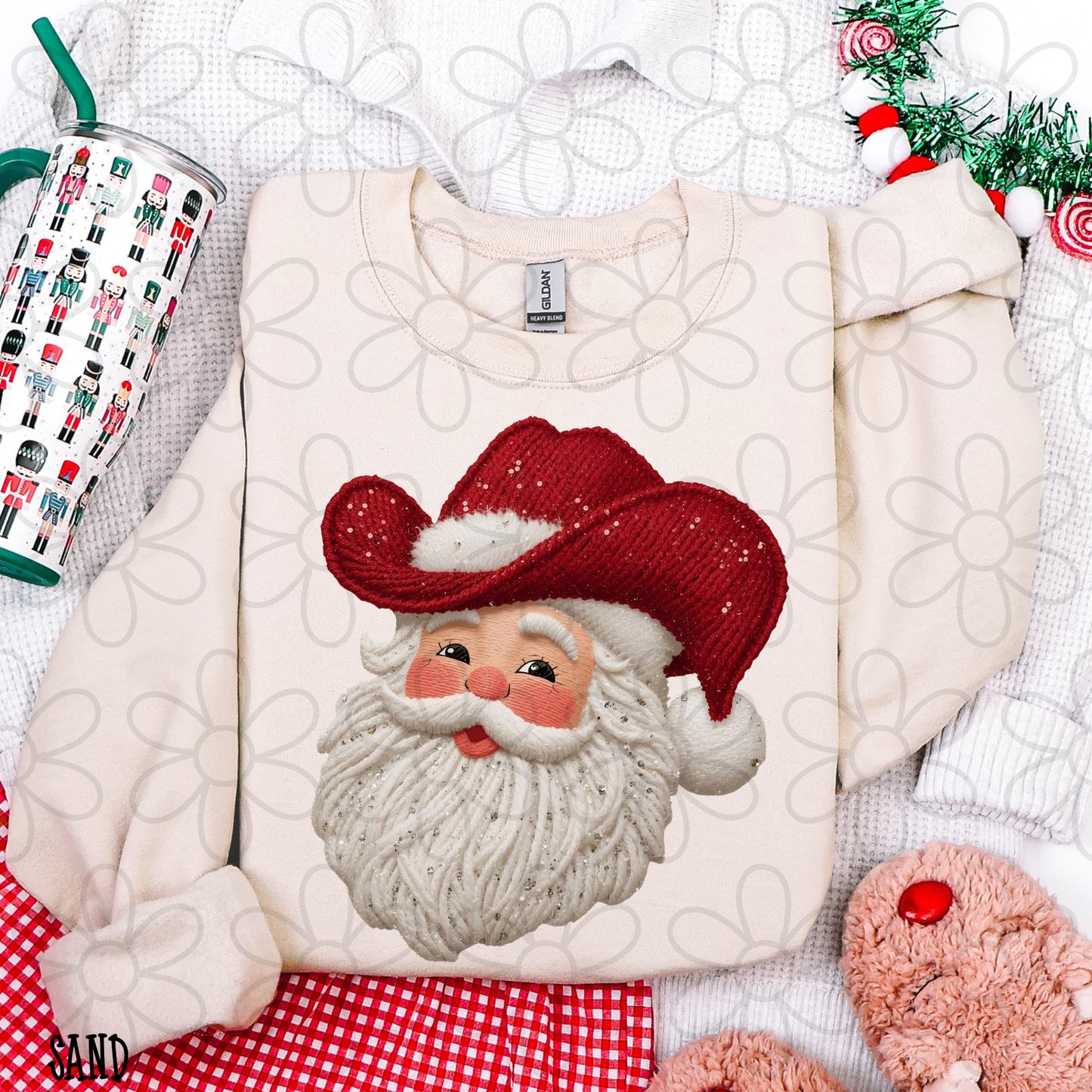 Santa Sequin Cowboy Hat Completed Tee