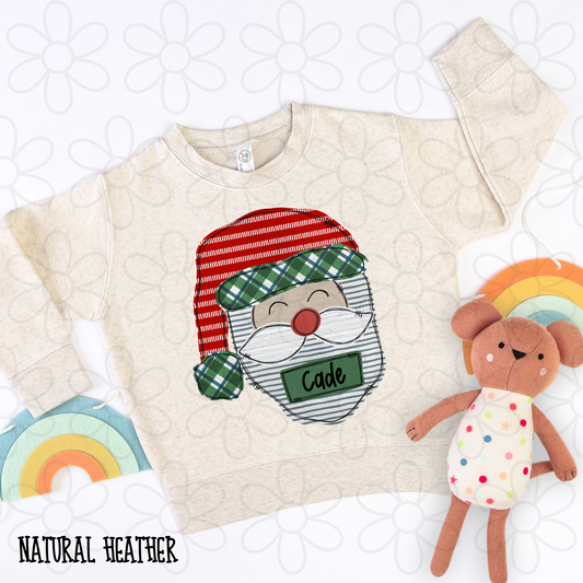 Santa Stripes Custom Name Completed Tee