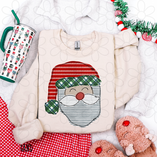 Santa Stripes Plaid Hat Completed Tee