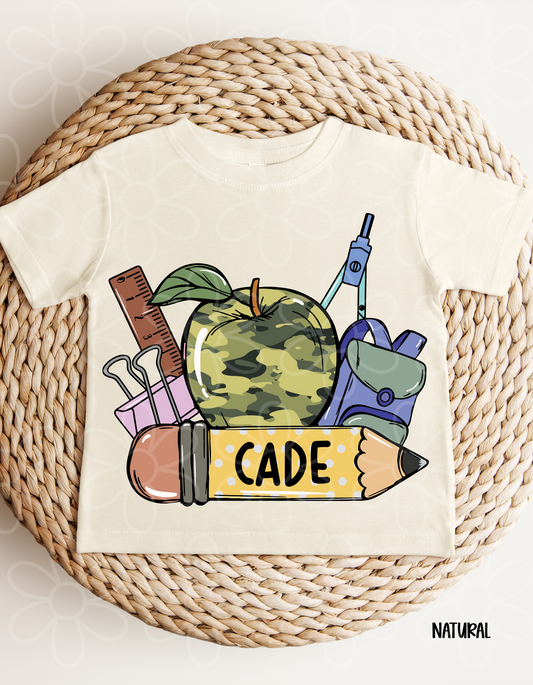 School Apple Boys Custom Name Kids Completed Tee