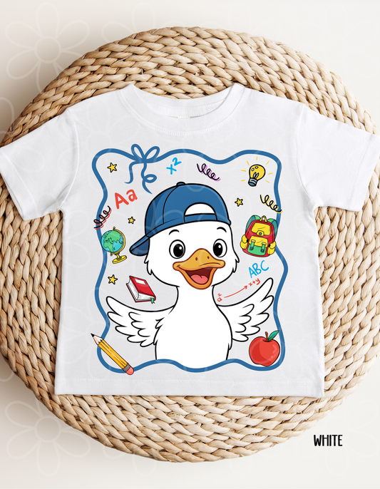 School Goose Blue Hat Kids Completed Tee