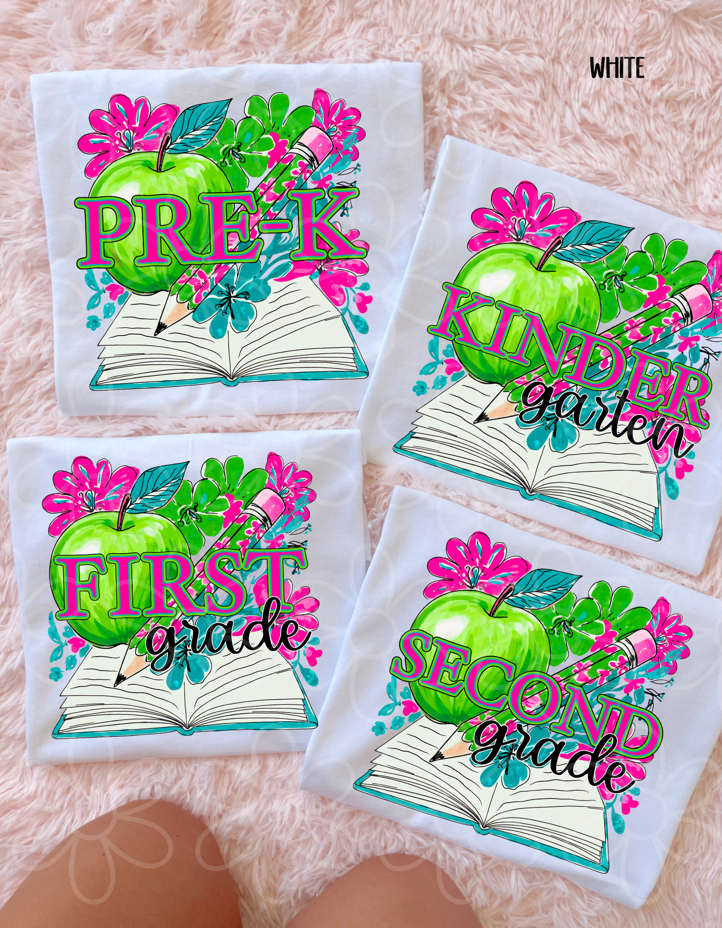 School Grades Floral Apple (Multiple Options) DTF Transfer