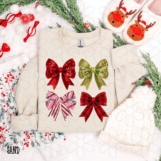 Sequin Christmas Bows Kids Completed Tee