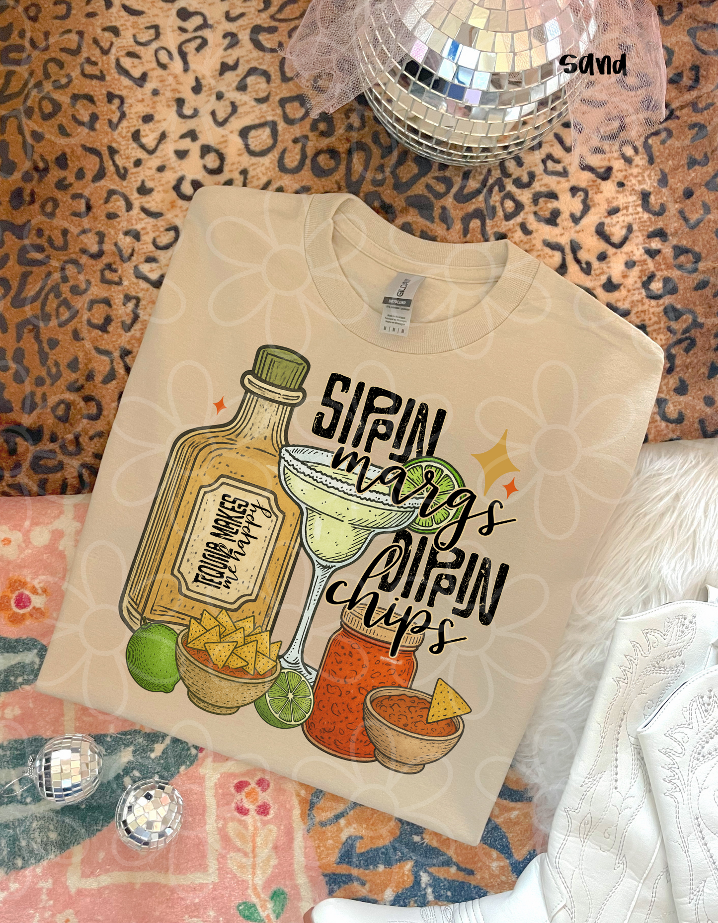 Sippin Margs Dippin Chips Completed Tee
