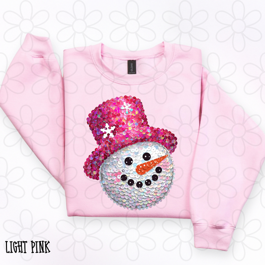 Snowman Pink Top Hat Completed Tee