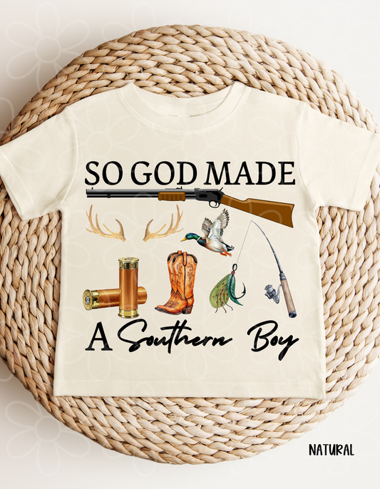 So God Made A Southern Boy Kids Completed Tee