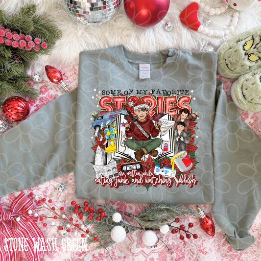 Some Of My Favorite Stories Include Eating Junk Watching Rubbish Kids Completed Tee