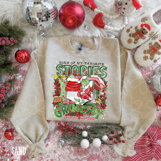 Some Of My Favorite Stories Made This Grinchy Heart Grow Three Sizes Kids Completed Tee