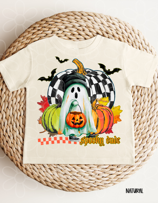 Spooky Dude Ghost Check Kids Completed Tee