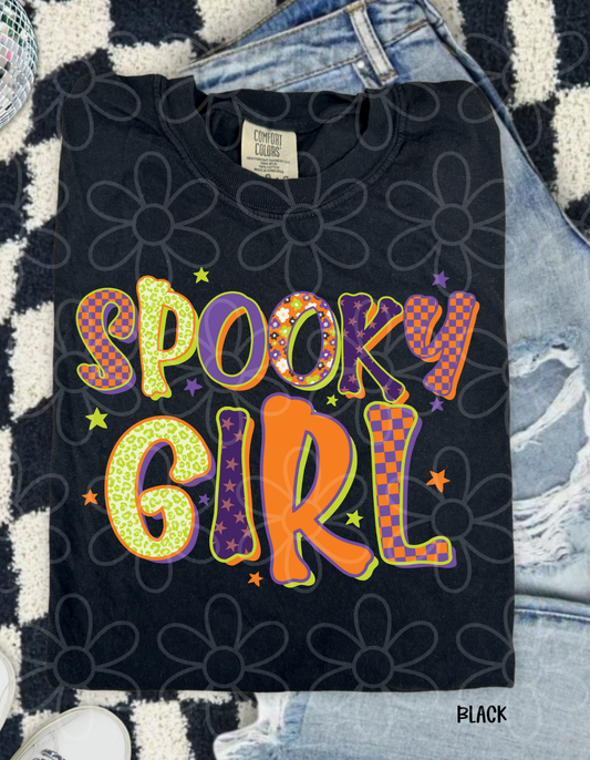 Spooky Girl Retro Halloween Kids Completed Tee