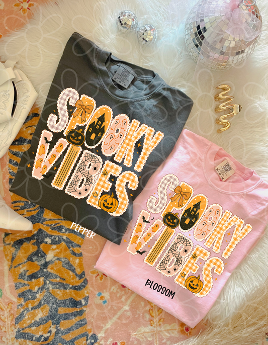 Spooky Vibes Plaid Kids Completed Tee