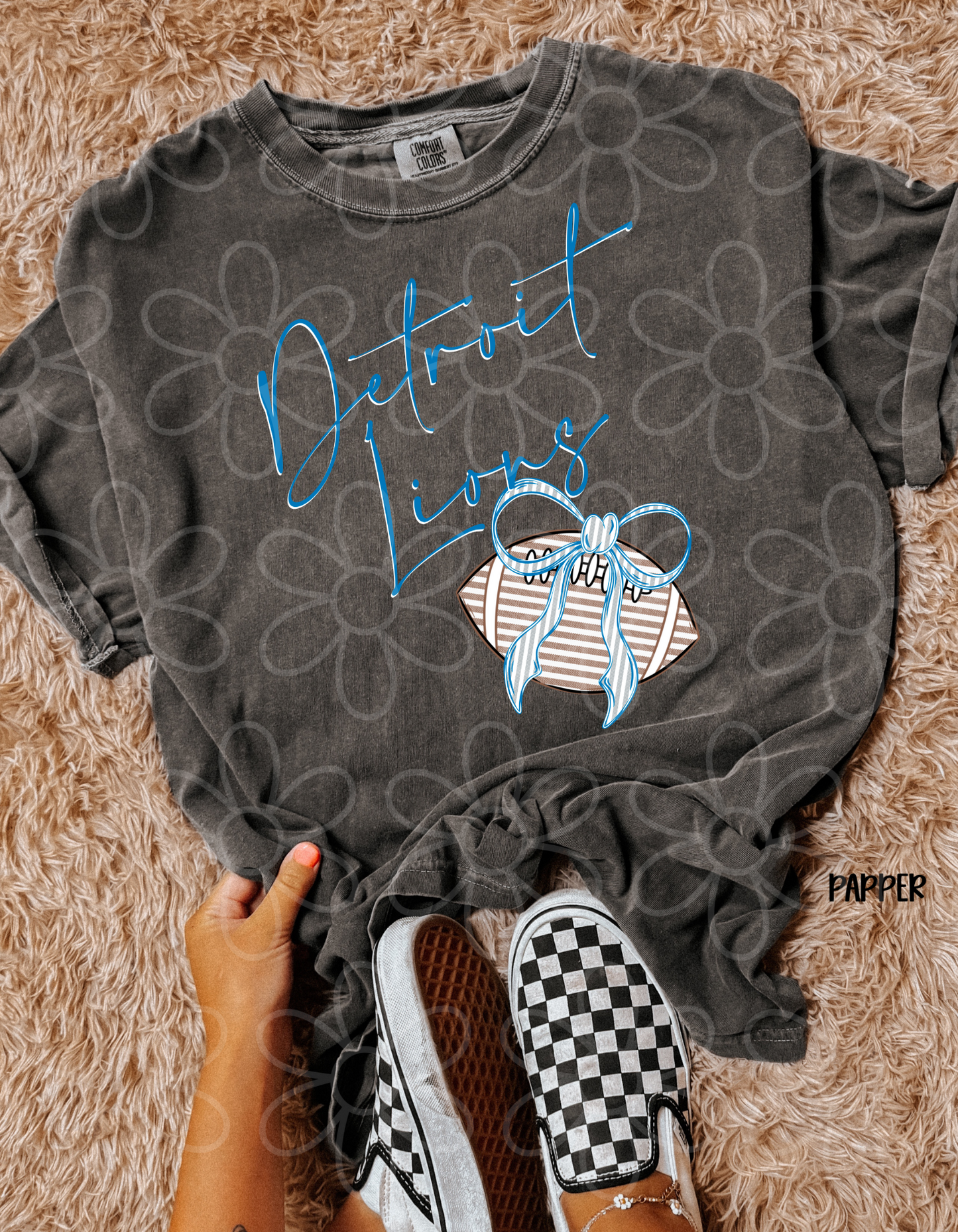 Sports Teams Striped Football Bow (Multiple Options) Kids Completed Tee