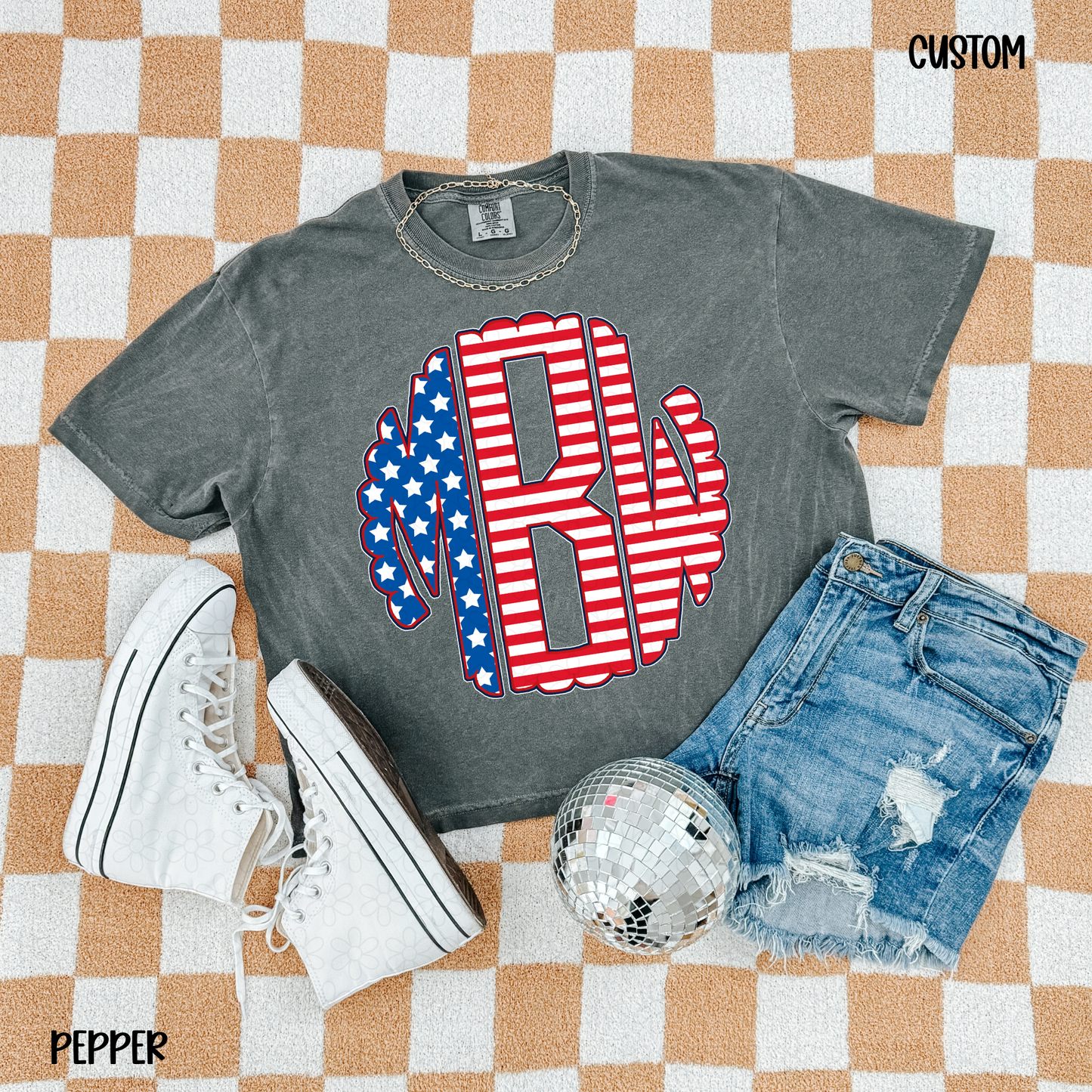 Stars and Stripes Custom Monogram DTF Transfer