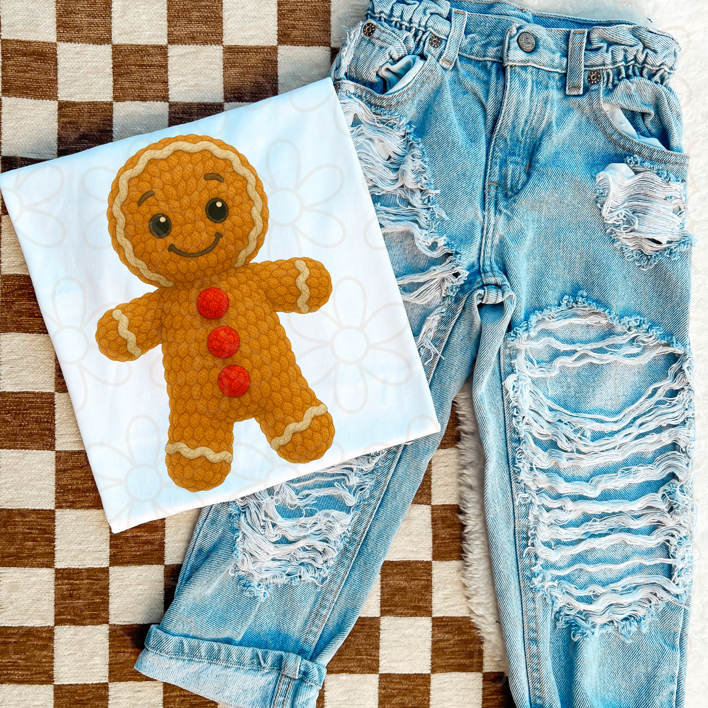 Stitched Gingerbread Man Completed Tee