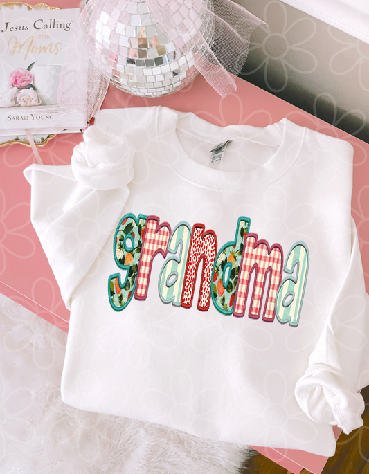 Strawberry Stripes Grandma Completed Tee