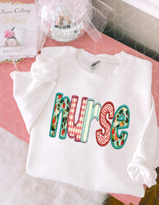 Strawberry Stripes Nurse Completed Tee