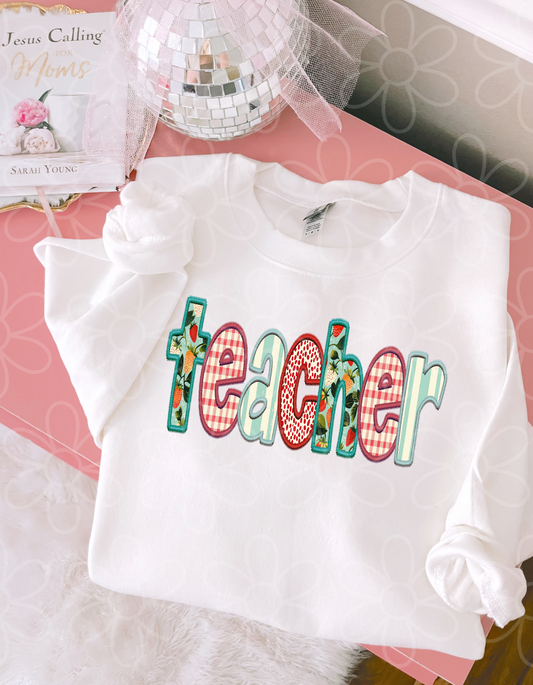 Strawberry Stripes Teacher Completed Tee