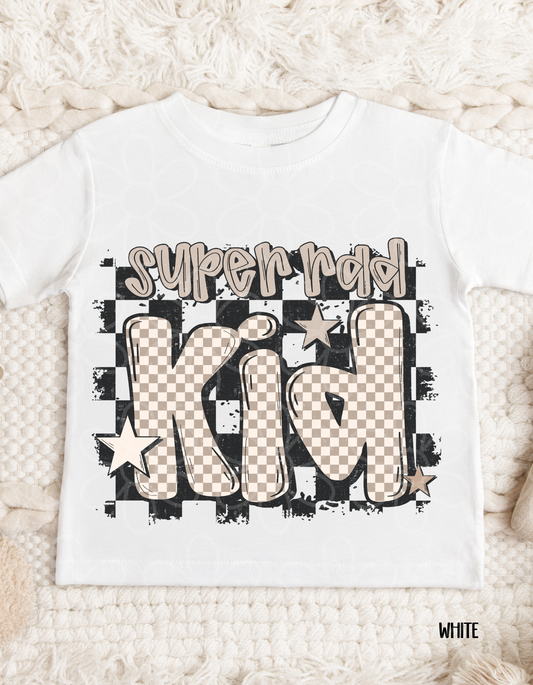 Super Rad Kid Checkered Kids Completed Tee
