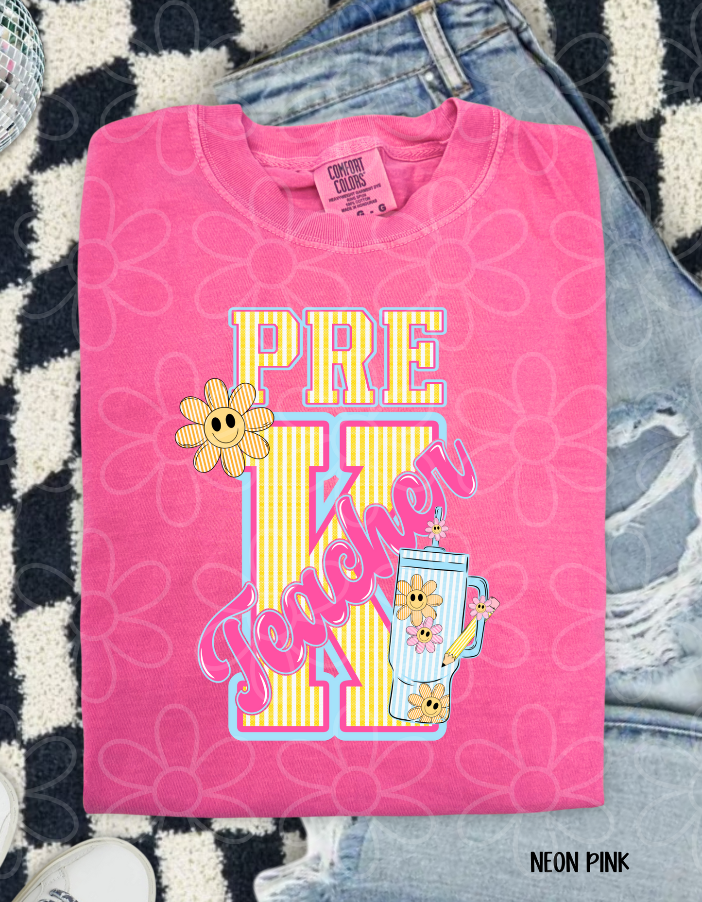 Teacher Grades Stripes And Flowers DTF Transfer