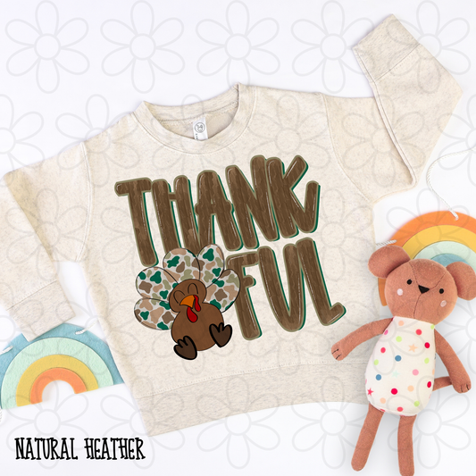 Thankful Camo Turkey Kids Completed Tee
