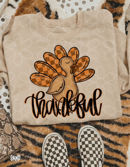 Thankful Checkered Turkey DTF Transfer