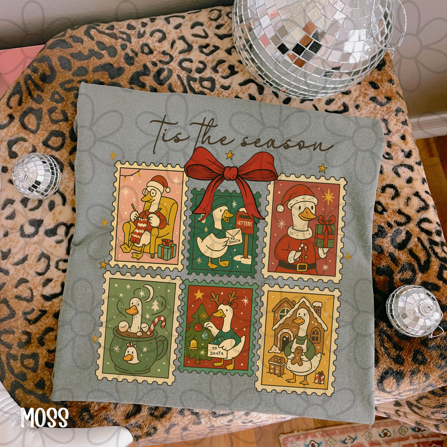 Tis The Season Christmas Goose Stamps DTF Transfer